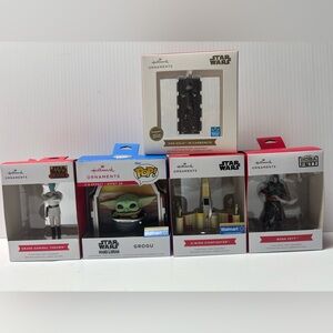 Star Wars Hallmark Ornament Set of 5 X wing Starfighter Han Solo Grogu & more